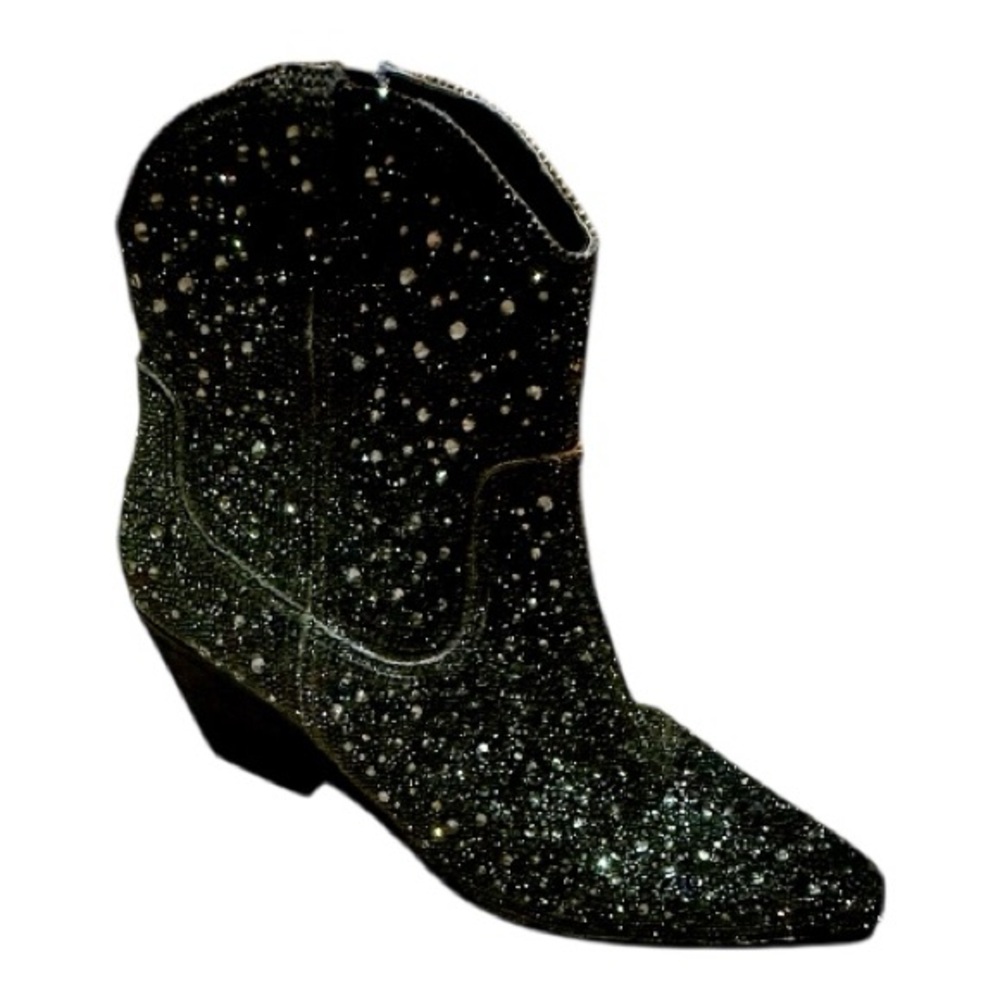 MATISSE NEW Harlow Black Sparkle Pointed Toe Heeled Boots